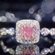 Pink Princess Cut AAA Cz Band Rings Womens 925 Silver Wedding Party Ring Sz 5-10