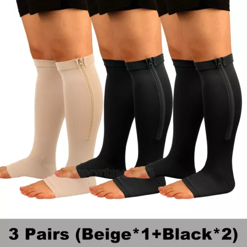 Zipper Compression Socks Support Graduated Stockings Mens Women 20-30mmHg Unisex - Picture 21 of 22