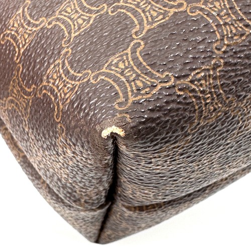 CELINE Pouch Clutch Bag Macadam Brown Leather PVC Authentic - Picture 11 of 18