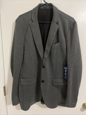 NWT 150 Kenneth Cole Mens Knit Techni-Cole Two Button Business Jacket Gray XL