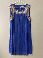 Westport gauzy dress womens xl beaded sleeveless summer embroidery boho