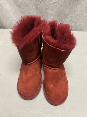 UGG Australia Girl Bailey Bow Bandana Boot Red With Blue Patterned Bows Size 13