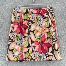 Talbots Skirt Womens 14 Petite VTG Pink Multi Floral Cotton Silk Blend A Line
