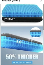 Gel Seat Cushion for Long Sitting, 2.4 Inch Thicken Gel Cushions for Pressure