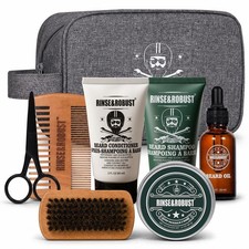 Beard Growth Kit for Men Beard Care Set 8pcs with Traveling Bag Beard Groomin...