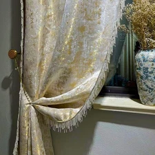 luxury Nordic gold jacquard cloth bead lace cloth livingroom curtain  M1751