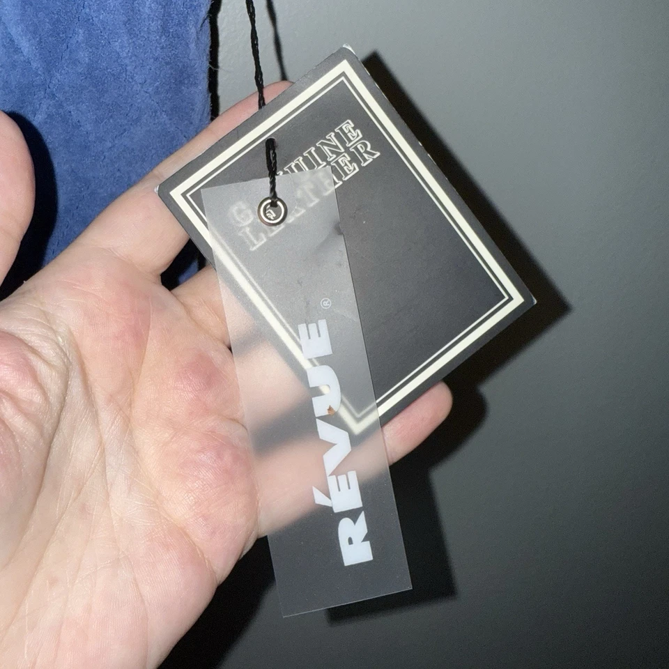 Vtg Revue Vest Genuine Leather Quilted Metal Zip Equestrian Blue Sz 8 - Image 3 of 4