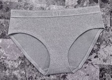 NWOT GAP BODY LARGE GRAY RIBBED STRIPE LOGO WAISTBAND SEAMLESS HIPSTER PANTIES