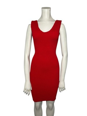 Vintage Tripp NYC Red Stretch Bodycon Dress Scoop Back Clubwear