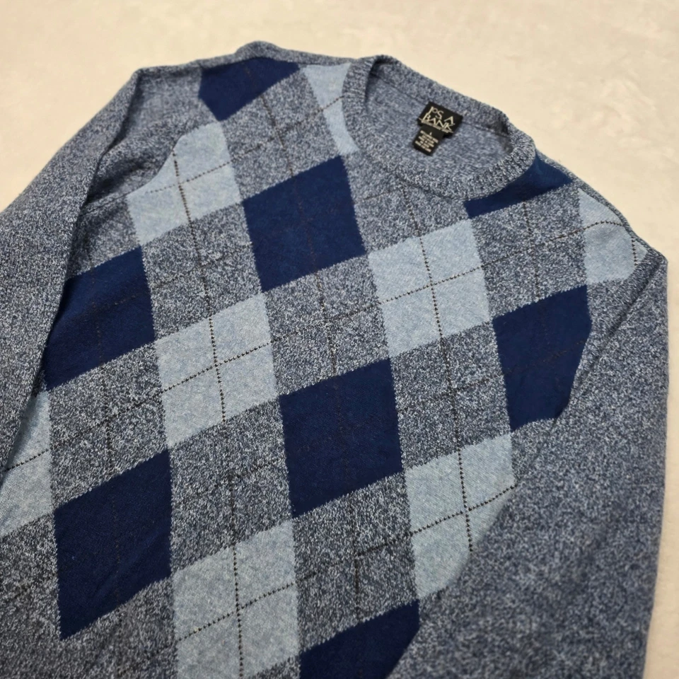 Suéter JoS A Bank Argyle Para Hombre Grande Azul Lana de Cordero Cuello Redondo Foto 4 de 4