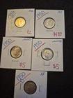 5 Beautiful 1950/D Silver Roosevelt Dimes
