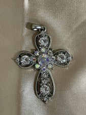 Rhinestone Metal Cross Necklace Charm