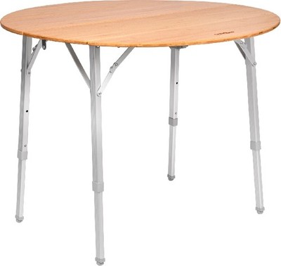 Camping Brunner Alu Bambus Klapptisch Campingtisch CAMPERKING R Ø 90xH 49-70 cm