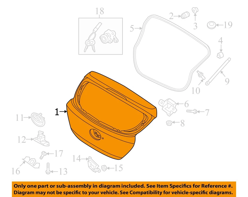 Hyundai Accent 2012-2017 sedán maletero tapa puerta trasera negro OEM CÓDIGO DE PINTURA = mzh Foto 3 de 4