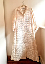Vintage Christian Dior Lingerie Ivory Quilted Lace Maxi Robe Dressing Gown