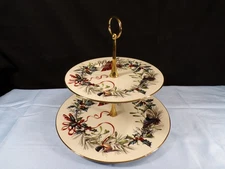 Lenox Winter Greetings Bone China 2 Tier Handled Tidbit Serving Tray