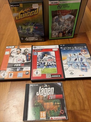 PC Spiele Sammlung   Sport & Simulator   FIFA 08, PES 2012, Juiced, Die Gilde 2