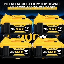 4Pack 12.0AH For DeWalt 20V 20 Volt Max XR Lithium Ion Battery DCB206-2 DCB205-2