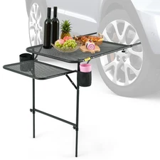 Camping Tire Mounted Table Portable Foldable Tailgate Table with 2 Cup Holder...