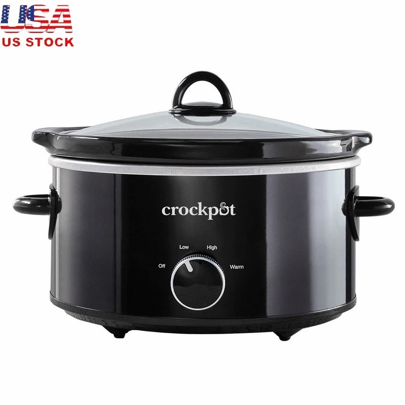 4 QT Slow Cooker Classic W/ 3 Heat Settings Dishwasher Safe Removable Stoneware