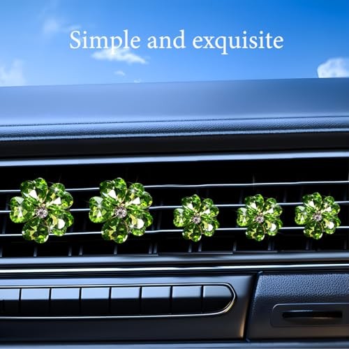 5PCS Bling Heart Flower Car Air Vent Clip, Crystal 2 Size Vehicle Air Green - Picture 7 of 7