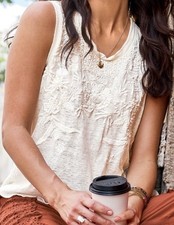 NEW Sundance Catalog Womens FOUND RICHES WHITE Embroidered Tank Top Camisole S