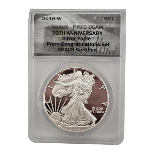 2016 W Proof American Silver Eagle Dollar Coin 30th Anniversary Pr70 Anacs