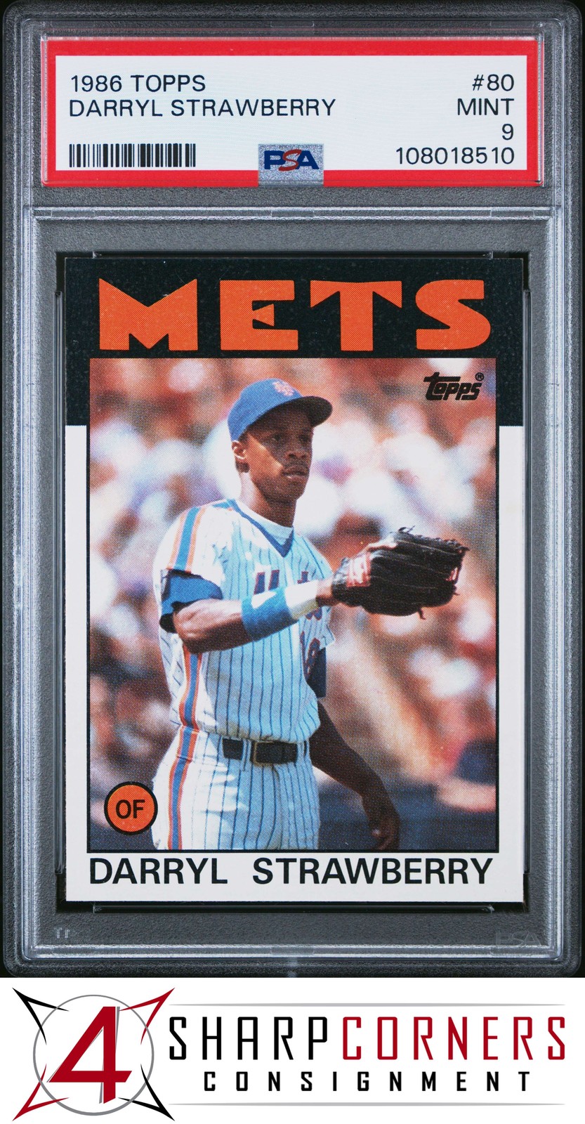 1986 TOPPS #80 DARRYL STRAWBERRY METS PSA 9