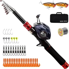 Telescopic Fishing Rod and Reel Combos, Carbon Fiber Fishing Rod with Stainle...