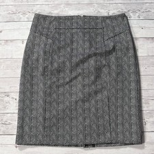 MICHAEL KORS Black White Herringbone Pencil Skirt Gold Zipper Size S