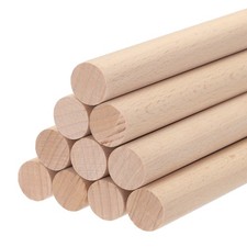 Wooden Dowel Rods Wood Sticks, 12"x0.79" Round Wooden Dowels Rod, Pack of 10