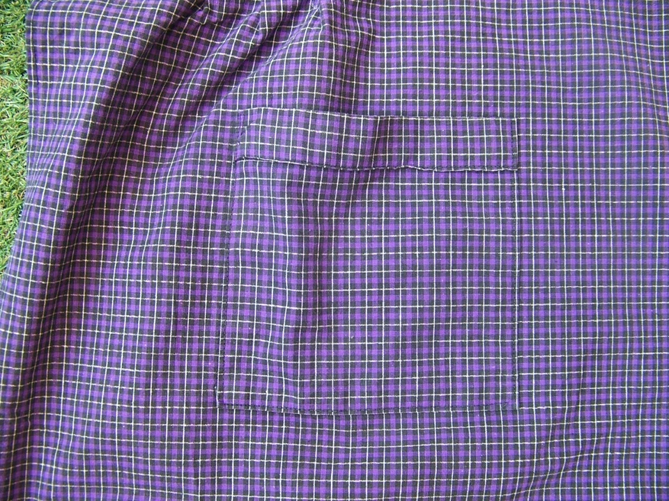 ANCIEN TABLIER TISSU COTON ECOSSAIS PARME - TIS 242/1 - Photo 2/4