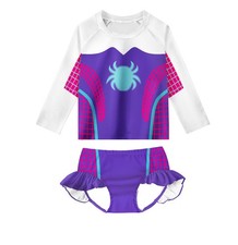 Girls Rash Guard Bathing Suits Swimsuits Long Sleeve Swimwear 3-8 Years Purple