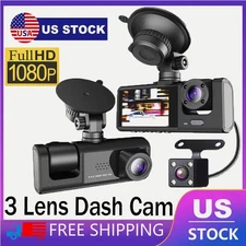 Dash Cam HD 1080p Car Dual Lens Front/Rear/Inside Video Recorder Camera G-sensor