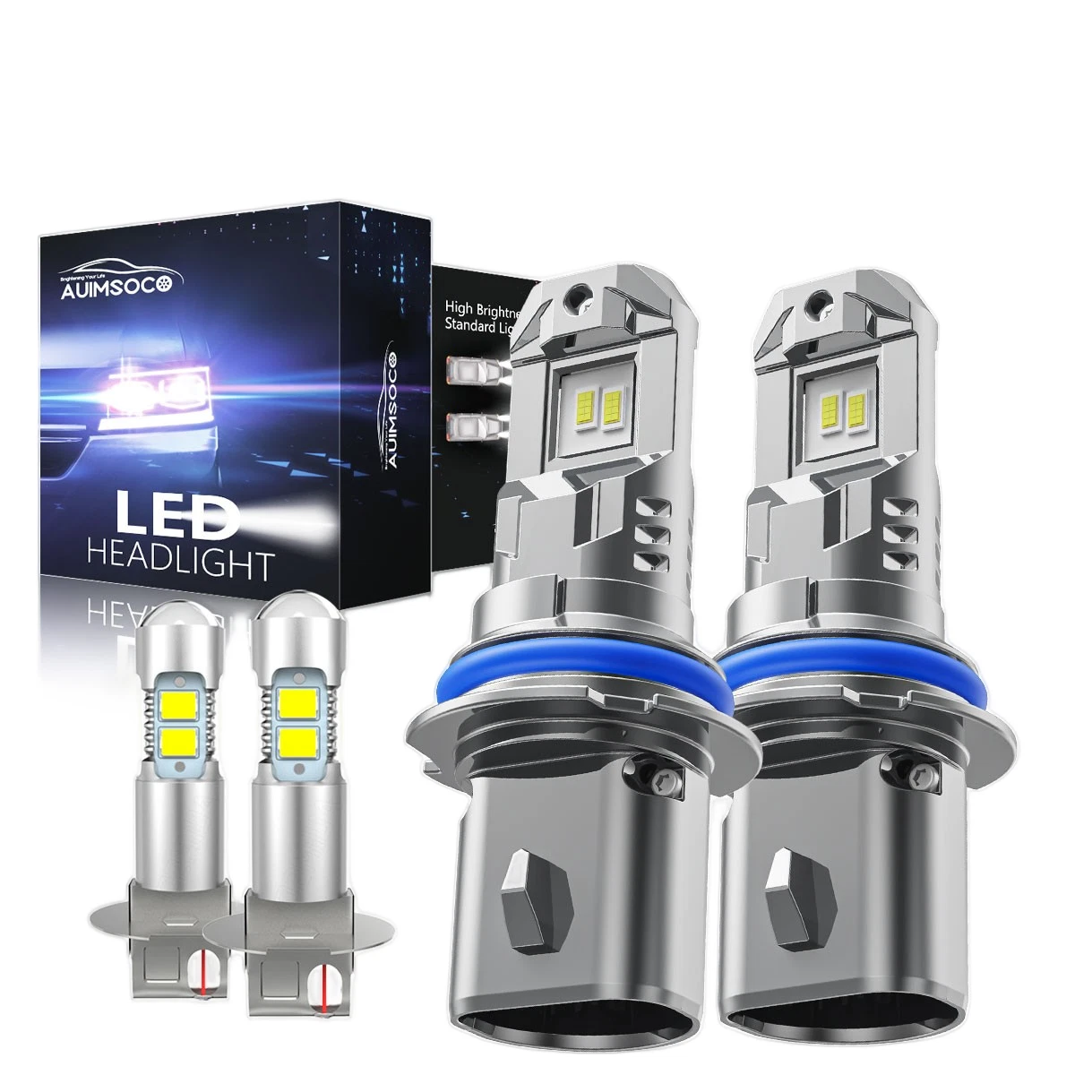 For Mazda 626 1990-1991 4x LED Headlight High/Low Beam Fog Light Bulbs 9004+H3