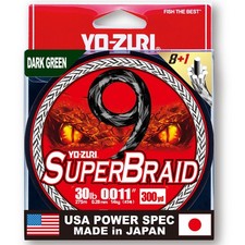 YO-Zuri SUPERBRAID 9 - Floating Braided Fishing LINE, 300 YD, Dark Green, 30 LB