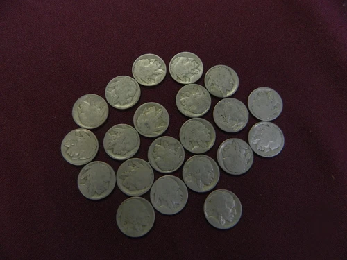 Buffalo Nickel Lot-21 Heavily Worn Coins (No Dates or Mint)