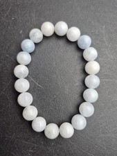 Light Blue Aquamarine Beads Stretch Bracelet Glass