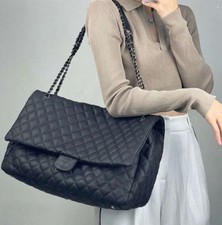 Color: Black - High quality Shopping bag totes 36CM Large Capacity Ladies Flap D