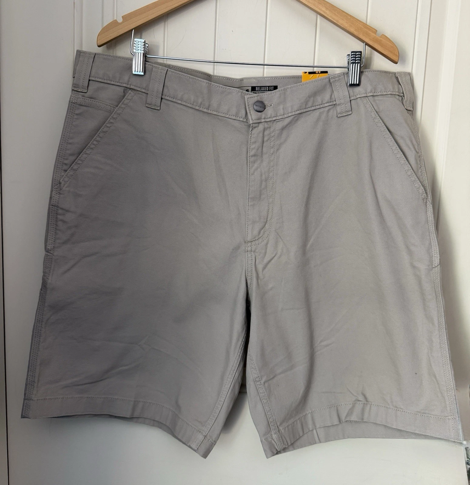 NWT Men's Carhartt Rugged Flex Canvas Cargo Work Shorts 40 Beige Relaxed Fit