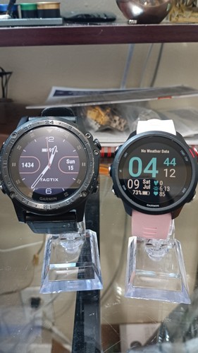 Lot Of 2 GARMIN Watches Men's Tactix Charlie Women's Forerunner 245 GPS Tactical