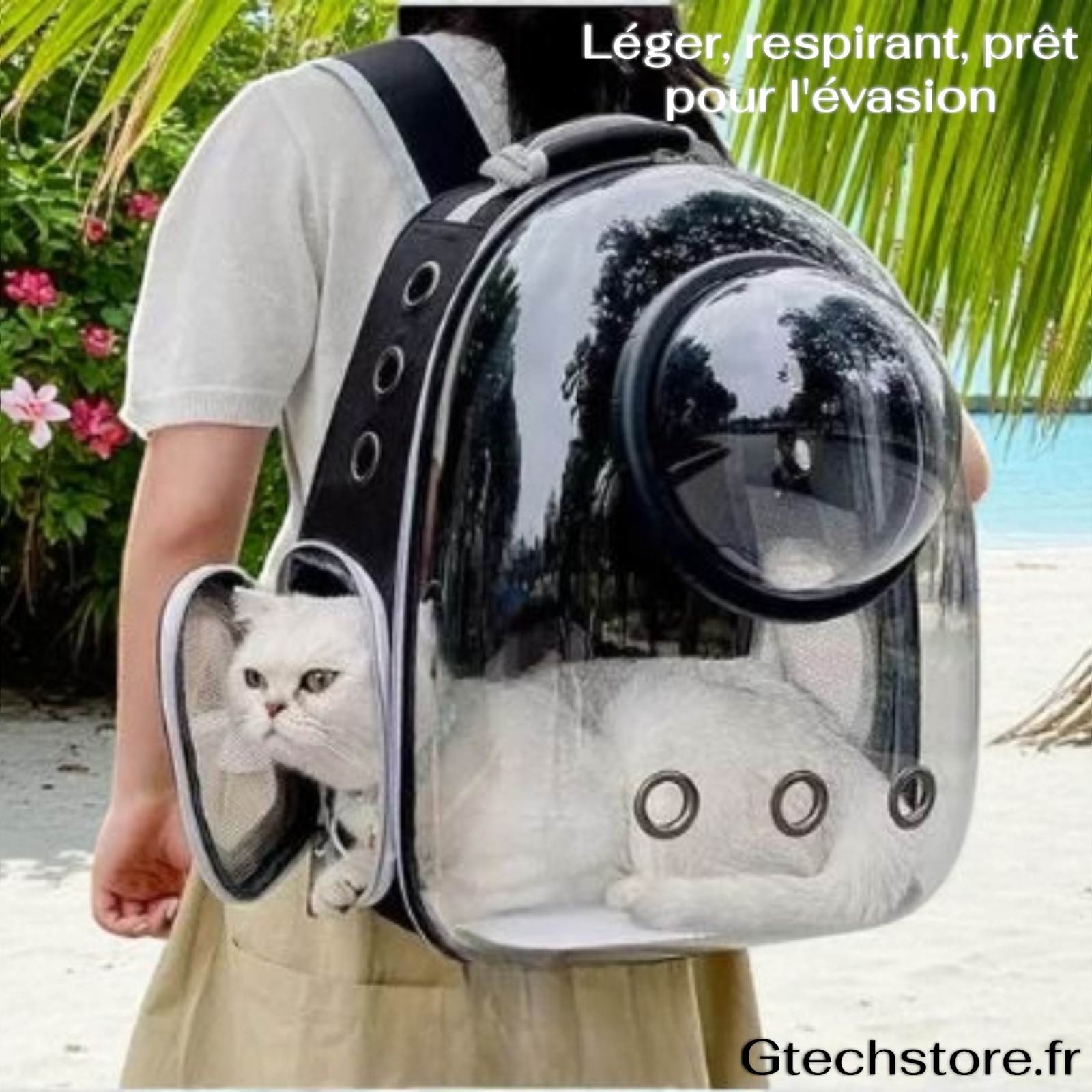Sac à dos transport chat anti stress avec hublot panoramique pour animal anxieux