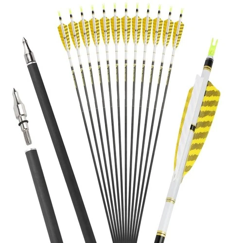 28-32" Pure Carbon Arrows SP300-800 6.2mm Archery 4" Turkey Feathers Bow Hunting