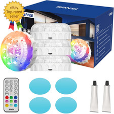 LED Submersible Lights Pro 4 Packs with Remote, 20 RGB Color Changing Magnets