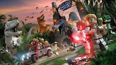 Lego Jurassic WORLD DINOSAUR CAR BOYS ROOM WALL ART COVERING 30x20