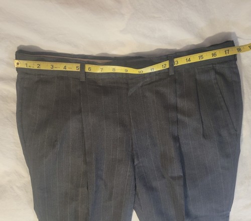 Varsity Club Mens Savile Row Suit Size 44L Pant 35W Grey Wool Wide Light Stripe - Picture 19 of 21