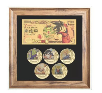 Dragon Ball Z Vergoldet Rahmen Set,Goku Und Mehr & Gold Banknote Sammler Artikel