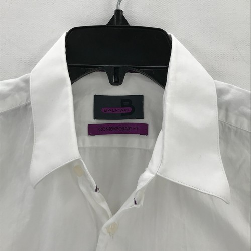 Balmain Shirt Mens 15.5 39 White Purple Button Up Long Sleeve Casual Dress Men - Picture 10 of 20