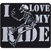 Biker AufnäHer: I Love My Ride AufbüGler Totenkopf Patch Rocker Applikation
