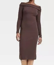 Universal Thread Women's Size M Long Sleeve Midi Bodycon Dress Brown Retail $28